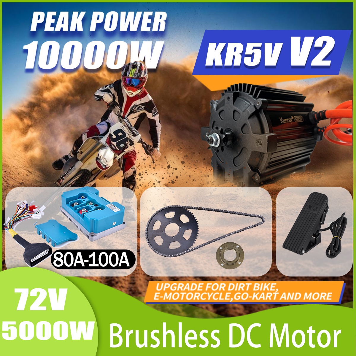 Ebike Conversion Kit 72V 3000W - KR5V Razor Motor Dirt Bike Conversion