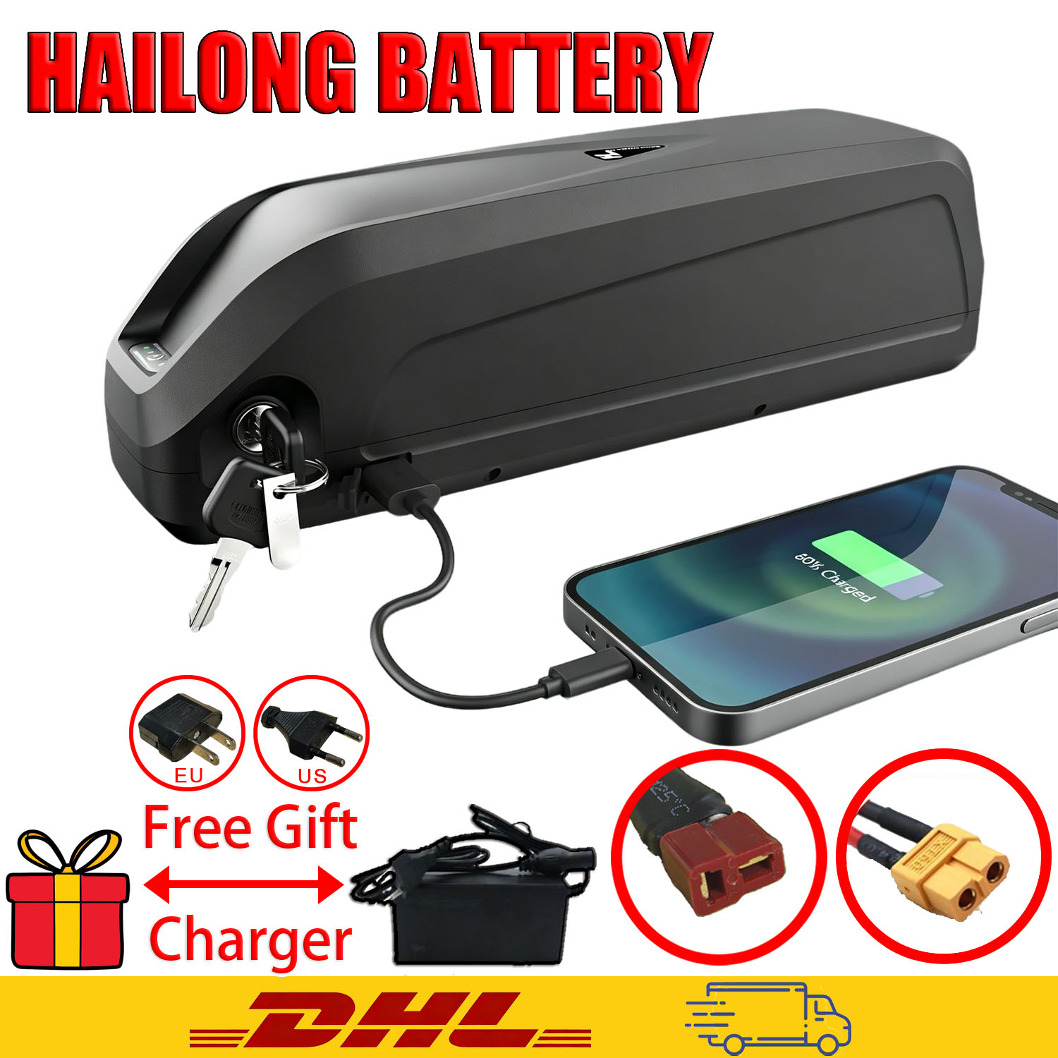 New Hailong Electric Bicycle B - Ebike Battery 48V 20Ah Hailong recension och pris